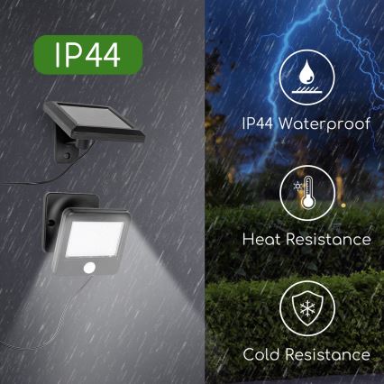 Aigostar - LED Saules enerģijas sienas lampa ar sensoru LED/0,64W/3,7V 600 mAh 6500K IP44