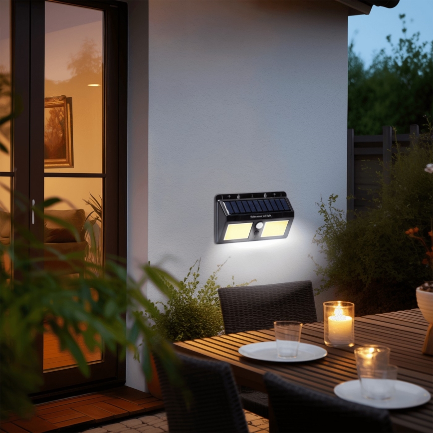 Aigostar - LED Saules enerģijas sienas lampa ar sensoru LED/20W/5,5V 2400 mAh 6500K IP65