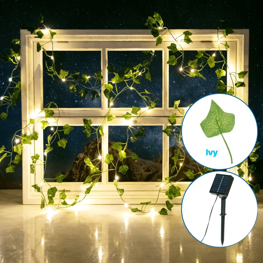 Aigostar - LED Saules enerģijas virtene 100xLED/12m IP65 silti balta efeja