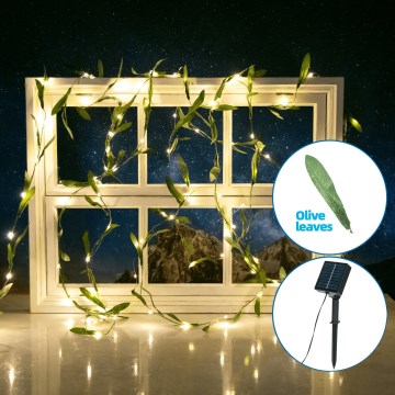 Aigostar - LED Saules enerģijas virtene 100xLED/12m IP65 silti balta olīvu