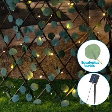 Aigostar - LED Saules enerģijas virtene 102xLED/2x0,7m IP65 silti balta eikalipts