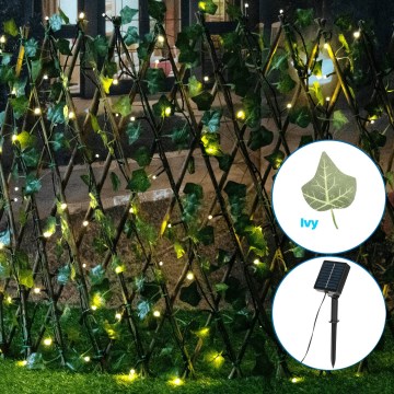 Aigostar - LED Saules enerģijas virtene 102xLED/2x0,7m IP65 silti balta ivy