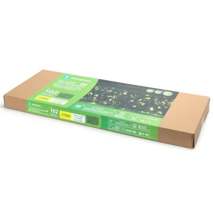 Aigostar - LED Saules enerģijas virtene 102xLED/2x0,7m IP65 silti balta ivy