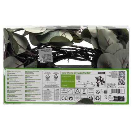 Aigostar - LED Saules enerģijas virtene 110xLED/4m IP65 silti balta eikalipts