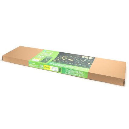 Aigostar - LED Saules enerģijas virtene 148xLED/2x1,2m IP65 silti balta eikalipts