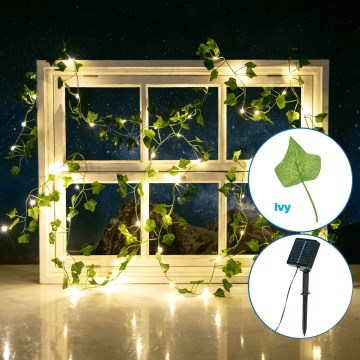 Aigostar - LED Saules enerģijas virtene 50xLED/7m IP65 silti balta efeja