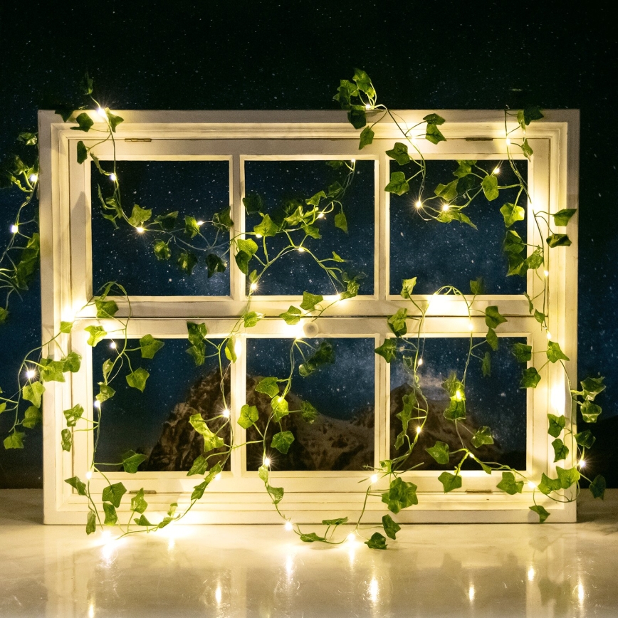 Aigostar - LED Saules enerģijas virtene 50xLED/7m IP65 silti balta efeja