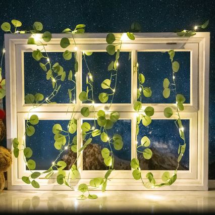 Aigostar - LED Saules enerģijas virtene 50xLED/7m IP65 silti balta eikalipts