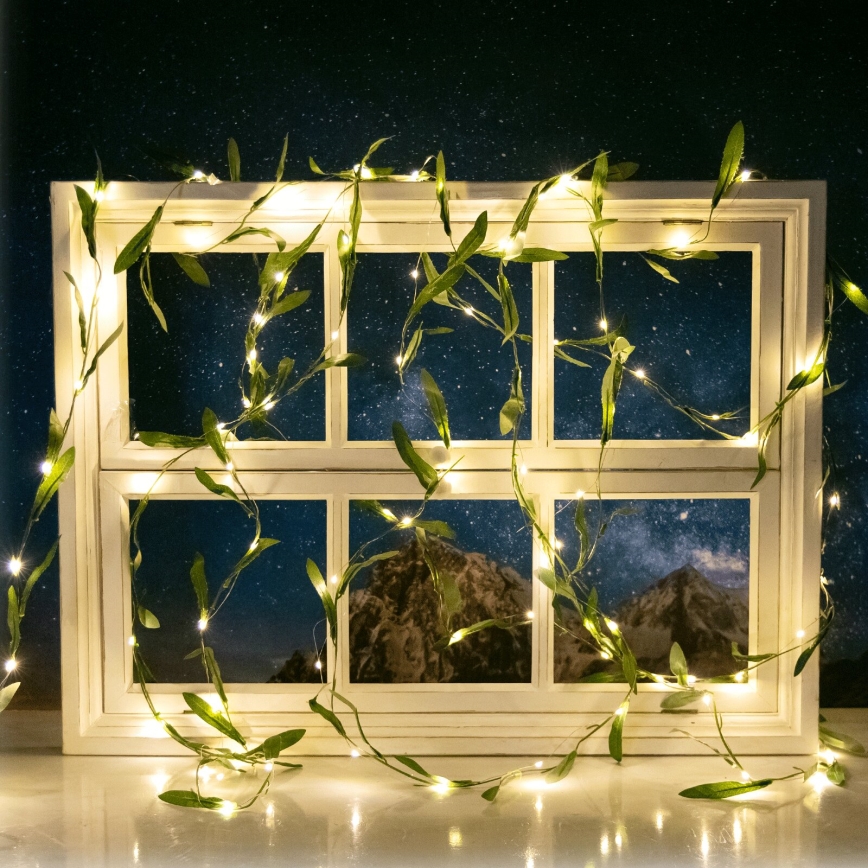 Aigostar - LED Saules enerģijas virtene 50xLED/7m IP65 silti balta olīvu