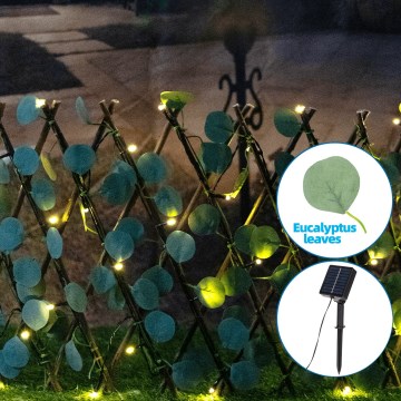 Aigostar - LED Saules enerģijas virtene 56xLED/2x0,4m IP65 silti balta eikalipts