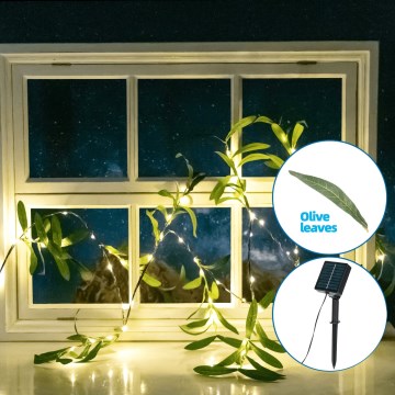Aigostar - LED Saules enerģijas virtene 60xLED/4m IP65 silti balta olīvu