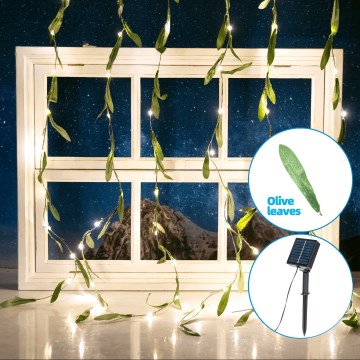 Aigostar - LED Saules enerģijas virtene 70xLED/4x1m IP65 silti balta olīvu