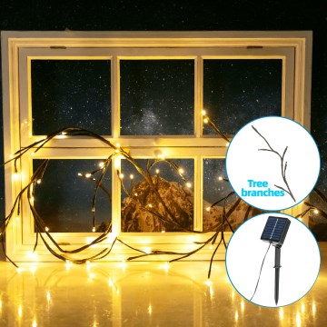 Aigostar - LED Saules enerģijas virtene 72xLED/4m IP65 silti balta koka zari