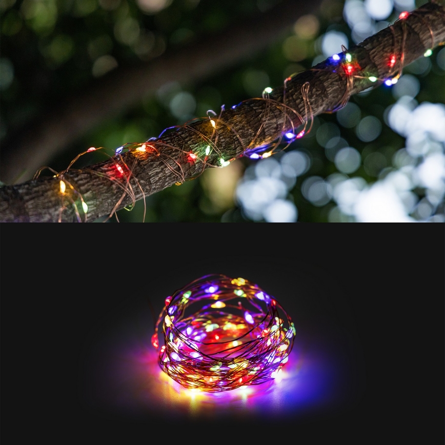 Aigostar - LED Saules enerģijas virtene LED/8 funkcijas 12m 800 mAh IP65 800 mAh daudzkrāsaina