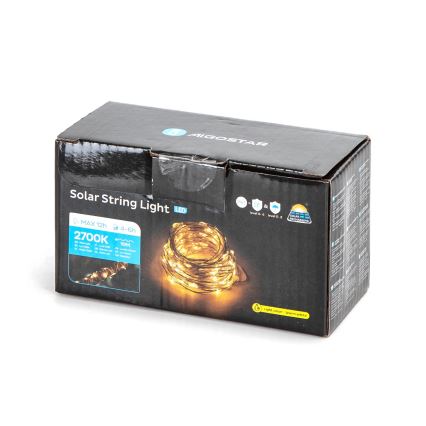 Aigostar - LED Saules enerģijas virtene LED/8 funkcijas 12m IP65 silti balta