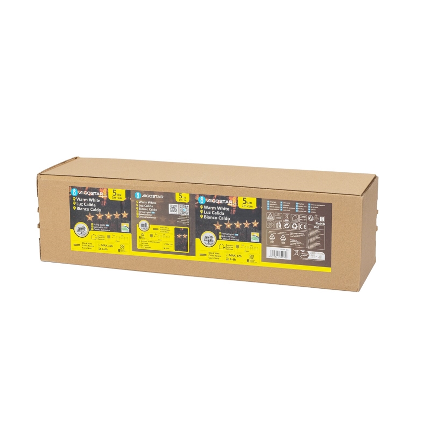 Aigostar - LED Saules enerģijas Ziemassvētki lampa LED/0,054W/1,2V 1m IP65 800 mAh silti balta