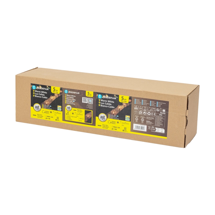 Aigostar - LED Saules enerģijas Ziemassvētki lampa LED/0,054W/1,2V 1m IP65 silti balta