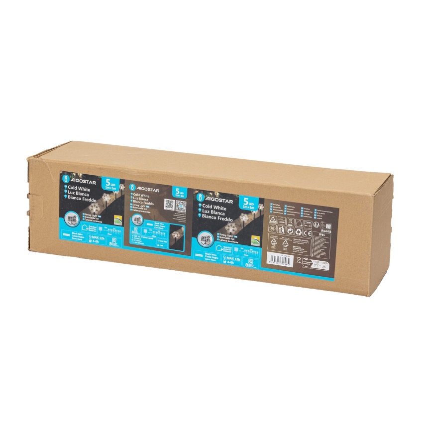 Aigostar - LED Saules enerģijas Ziemassvētki lampa LED/0,054W/1,2V 1m IP65 vēsi balta