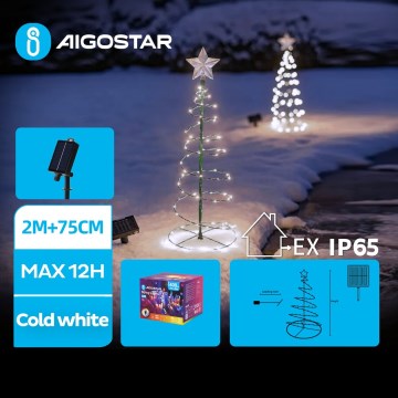 Aigostar - LED Saules enerģijas Ziemassvētku rotājums LED/0,26W/3,7V 75cm IP65 vēsi balts