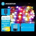 Aigostar - LED Saules enerģijas Ziemassvētku virtene 100xLED/8 funkcijas 12m IP65 daudzkrāsaina 800 mAh