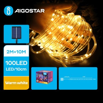 Aigostar - LED Saules enerģijas Ziemassvētku virtene 100xLED/8 funkcijas 12m IP65 silti balta