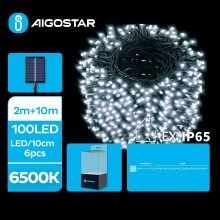 Aigostar - LED Saules enerģijas Ziemassvētku virtene 100xLED/8 funkcijas 12m IP65 vēsi balts