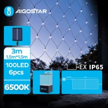 Aigostar - LED Saules enerģijas Ziemassvētku virtene 100xLED/8 funkcijas 4,5x1,5m IP65 vēsi balts