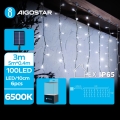 Aigostar - LED Saules enerģijas Ziemassvētku virtene 100xLED/8 funkcijas 8x0,4m IP65 vēsi balts
