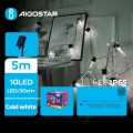 Aigostar - LED Saules enerģijas Ziemassvētku virtene 10xLED/8 funkcijas 6,5m 500 mAh IP65 vēsi balts