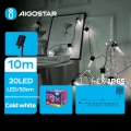 Aigostar - LED Saules enerģijas Ziemassvētku virtene 20xLED/8 funkcijas 11,5m 1200 mAh IP65 vēsi balts