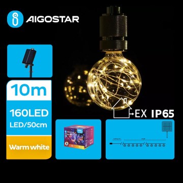 Aigostar - LED Saules enerģijas Ziemassvētku virtene 20xLED/8 funkcijas 11,5m IP65 silti balta