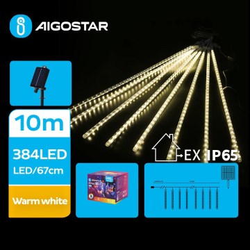 Aigostar - LED Saules enerģijas Ziemassvētku virtene 384xLED/13m IP65 silti balta