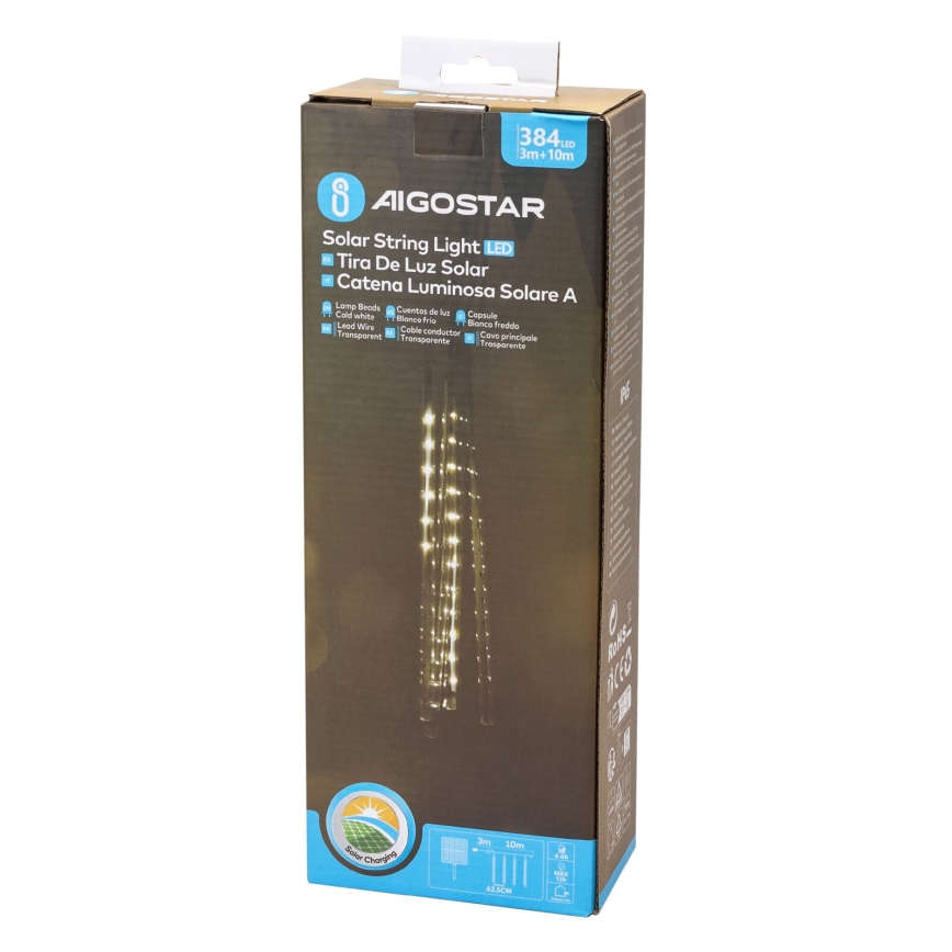 Aigostar - LED Saules enerģijas Ziemassvētku virtene 384xLED/13m IP65 vēsi balts