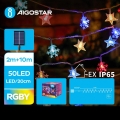 Aigostar - LED Saules enerģijas Ziemassvētku virtene 50xLED/8 funkcijas 12m IP65 daudzkrāsaina