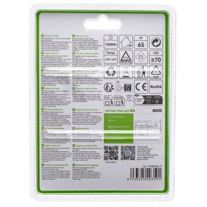 Aigostar - LED Saules gaismas lampa ar sensoru LED/3,7V 6500K 1200 mAh IP65 melna