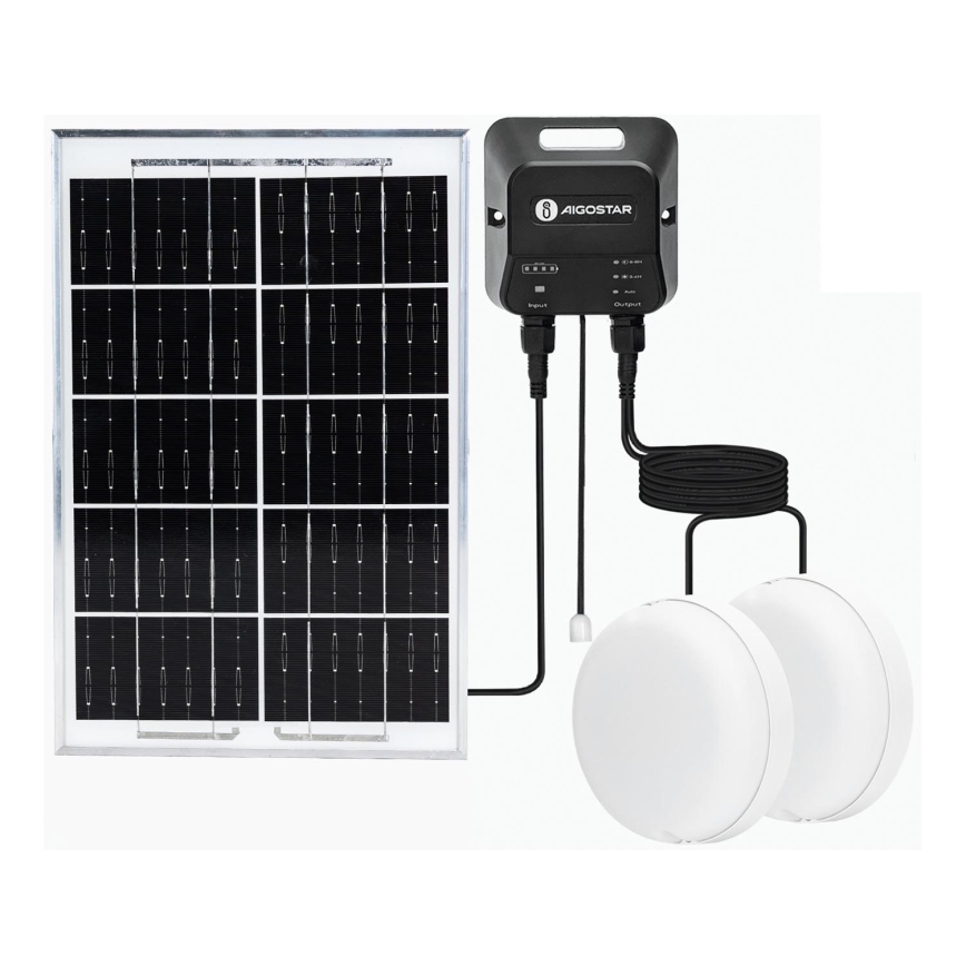 Aigostar - LED Saules gaismeklis 2xLED/35W/12V 6000 mAh 6500K Ø 16,8 cm + tālvadības pults