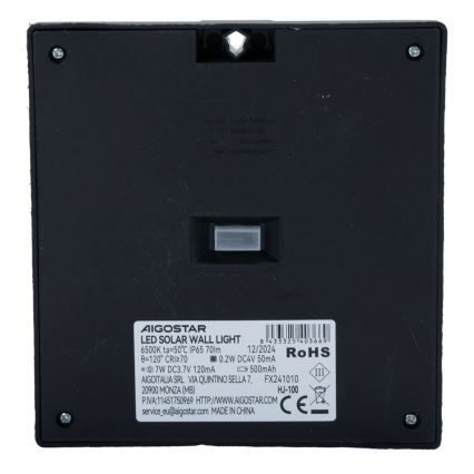 Aigostar - LED saules gaismeklis ar sensoru LED/3,7V 6500K 500 mAh IP65 melns