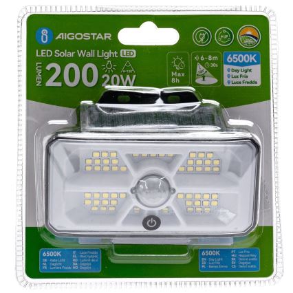 Aigostar - LED saules gaismeklis ar sensoru LED/3,7V 6500K 500 mAh IP65 melns