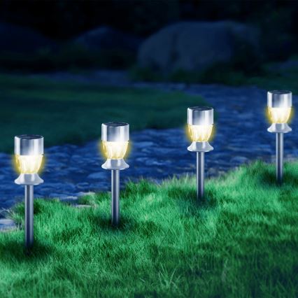 Aigostar - LED Saules lampa LED/1,2 lm/1,2V 35,5cm matēts hroms 2700K IP44 100 mAh