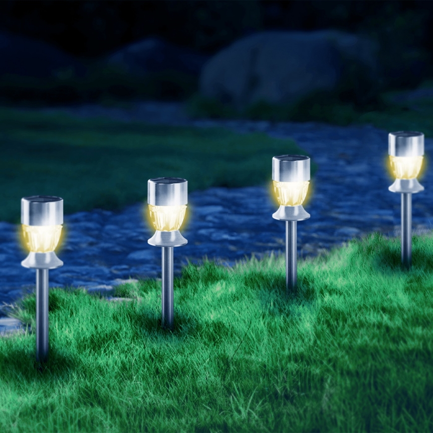 Aigostar - LED Saules lampa LED/1,2 lm/1,2V 35,5cm matēts hroms 2700K IP44 100 mAh
