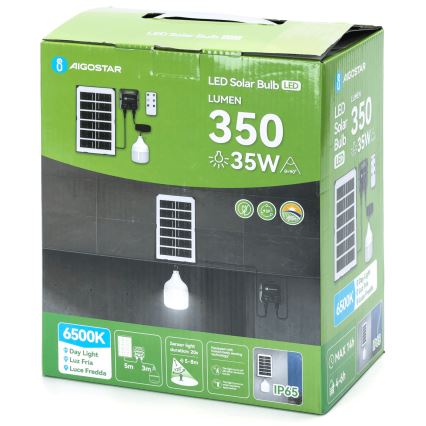 Aigostar - LED saules lampa ar sensoru LED/35W/12V 3000 mAh 6500K IP65 Ø 10 cm + tālvadība