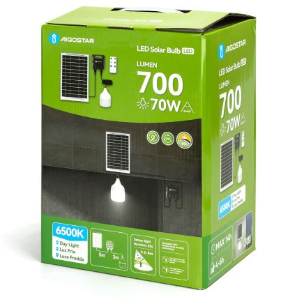 Aigostar - LED saules lustra ar sensoru LED/70W/12V 6000 mAh 6500K IP65 Ø 12 cm + tālvadība