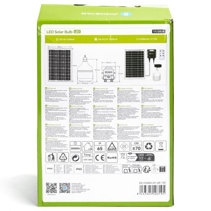 Aigostar - LED saules lustra ar sensoru LED/70W/12V 6000 mAh 6500K IP65 Ø 12 cm + tālvadība