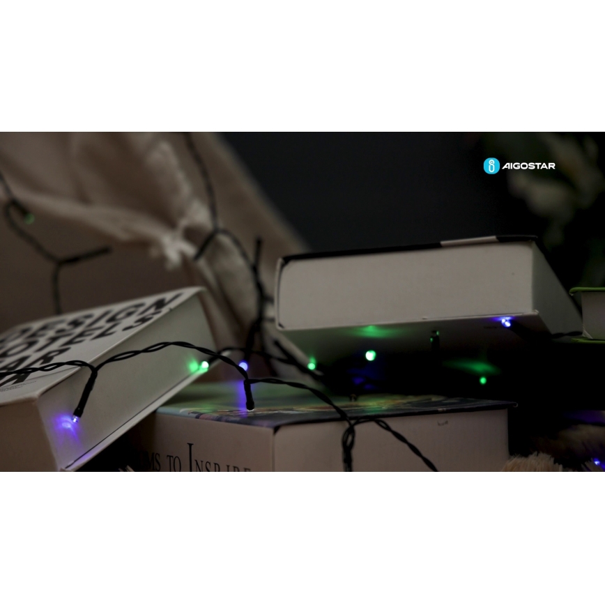 Aigostar – LED saules virtene, 100 LED, 8 gaismas režīmi, 12 m, IP65, daudzkrāsaina