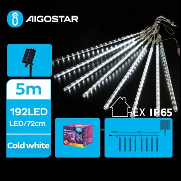 Aigostar - LED saules virtene, 192 LED, 8 m, IP65, 1200 mAh, auksti balta
