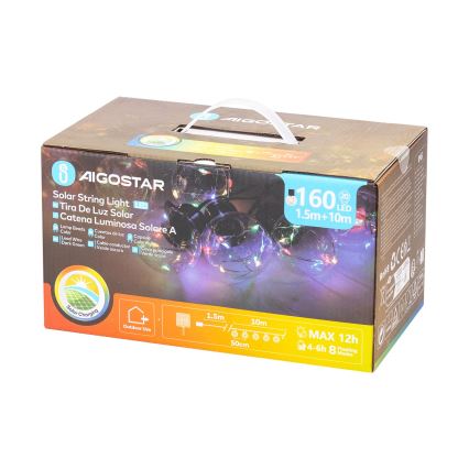 Aigostar - LED saules virtene 20xLED/8 režīmi 11,5m IP65 daudzkrāsaina