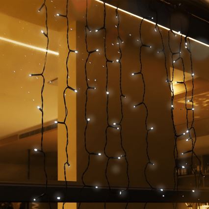 Aigostar - Saules LED Ziemassvētku virtene 100xLED/8 funkcijas 4x1m 800 mAh IP65 auksti balta