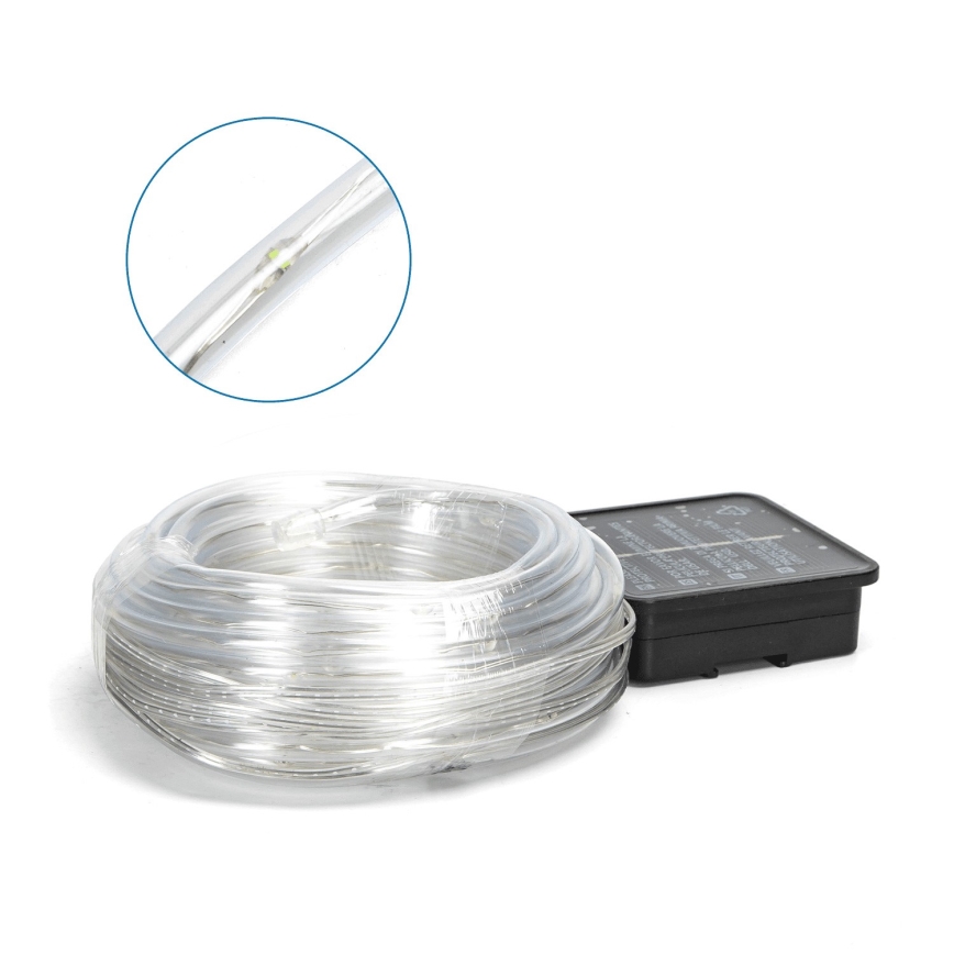 Aigostar - saules LED Ziemassvētku virtene 100xLED/8 režīmi 12m IP65 auksti balta 800 mAh