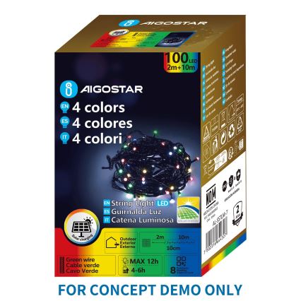 Aigostar - Saules LED Ziemassvētku virtene 300xLED/8 funkcijas 32m IP65 daudzkrāsaina 1200 mAh