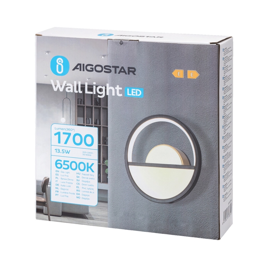 Aigostar - LED Sienas lampa LED/13,5W/230V 6500K melna/zelta